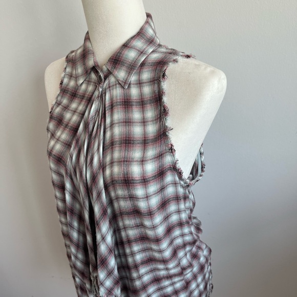 Anthropologie Willow & Clay Plaid Sleeveless Fringe Vest - Picture 11 of 15